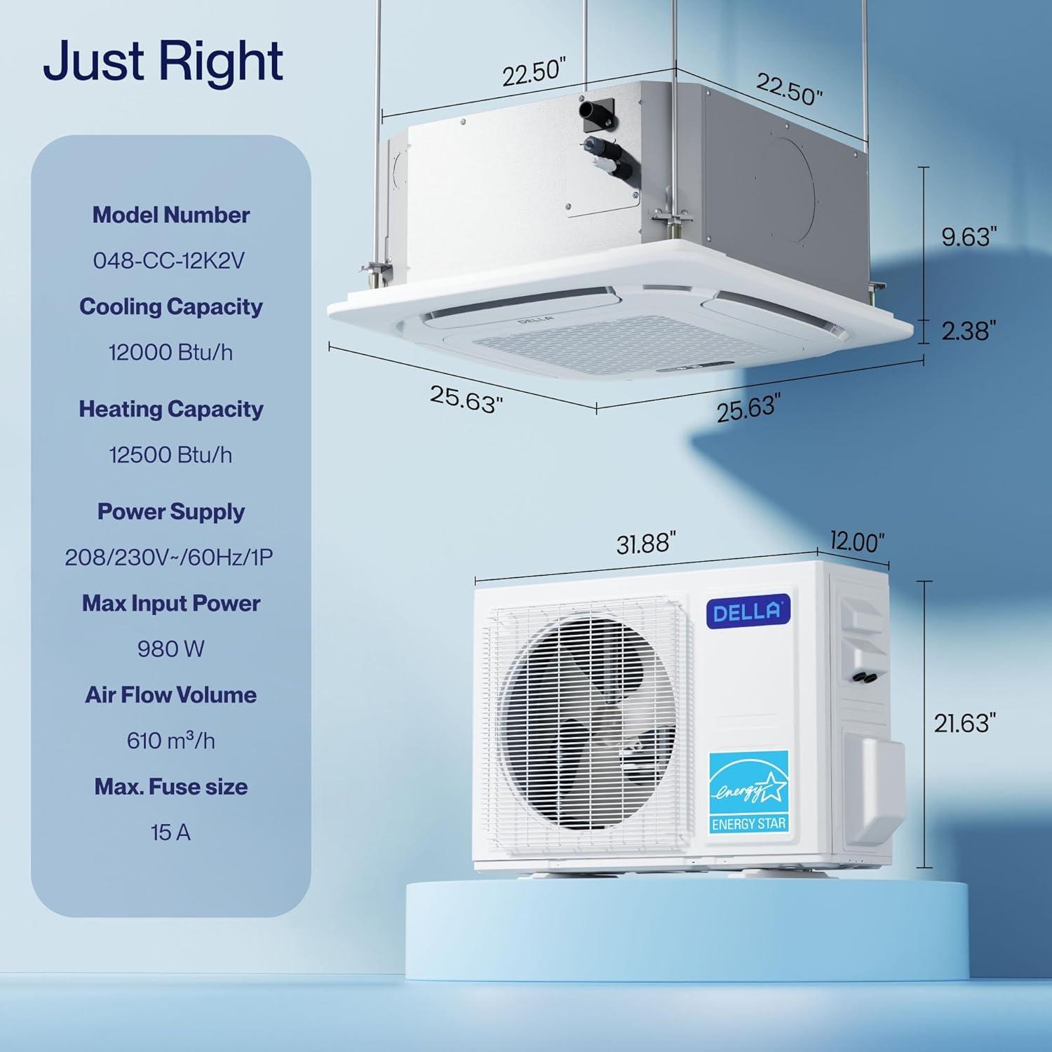 DELLA 12,000 BTU Ceiling Cassette Review: buy It?