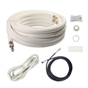 Wostore 25 Ft. Line Set 1/4&3/8 Inch 3/8" PE for Mini Split Air Conditioner Copper Pipes Insulated Coil HVAC with Fittings