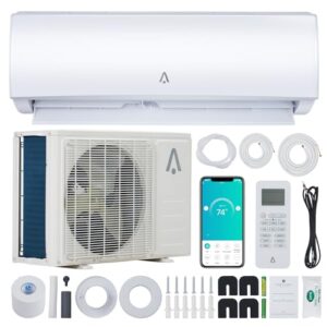 9,000 Btus Mini Split AC, 19 SEER2 Wall Mounted AC with Heat Pump & Installation Kits, Ductless Inverter Split-System Air Conditioners Cools up to 450 Sq. Ft, WIFI and Remote Control, 115V