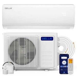 DELLA Econo Series 11000 BTU Mini Split Air Conditioner 17 SEER2 with Heat Pump, Cools up to 550 Sq.Ft, Wifi Enabled AC & Heater Ductless Inverter System Works with Alexa, 16ft Installation Kit