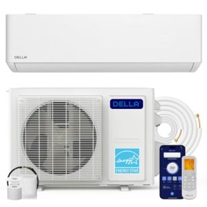 DELLA 12,000 BTU Wifi Mini Split AC, Work with Alexa,Energy Star 208/230V 23 SEER2 Cools Up to 550 Sq.Ft Inverter Air Conditioner w/1 Ton Pre-Charged Heat Pump & 16.4ft Installation Kits