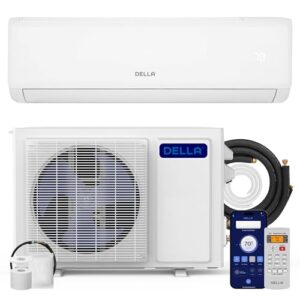 DELLA Vita Series 12000 BTU Mini Split AC 21 SEER2 Cools Up to 550 Sq.Ft, Works with Alexa, Wifi Enabled Air Conditioner & Heater with 1 Ton Pre-Charged Heat Pump (R32 Refrigerant)