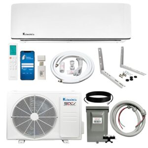 Klimaire 18,000 BTU 19 SEER2 Ductless Mini-Split Inverter Air Conditioning Heat Pump System with All-Inclusive 16' Installation Kit, Wall Bracket, Electrical Disconnect Box & Liquid-Tight Whip (230V)