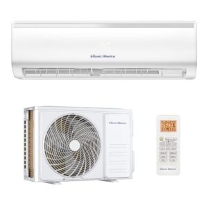 Classic America 12000 BTU 1 Ton Mini Split AC with Heat Pump – up to 600 Sq. Ft Coverage - Ductless-Energy Saving Inverter - 120VAC/19SEER2 - Includes 16' Kit - WiFi/Alexa Ready