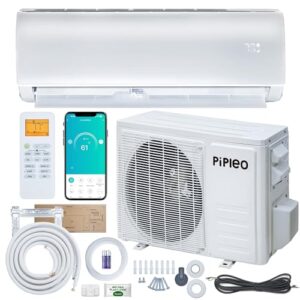 Pipleo 12000 BTU WiFi Mini Split Air Conditioner Heating System,19 SEER2 Cools Up to 750 Sq. Ft, 115V WiFi Enabled AC and Heater Ductless Inverter System with Heat Pump, Installation Kit