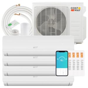 COSTWAY 36k BTU Quad 4 Zone Mini Split Air Conditioner, 19 SEER2 (9k, 9k, 9k, 12k) Wifi Enabled Ductless Wall Mounted Inverter Air Conditioner & Heater Pump, Compatible with Alexa(Thundrive Series)