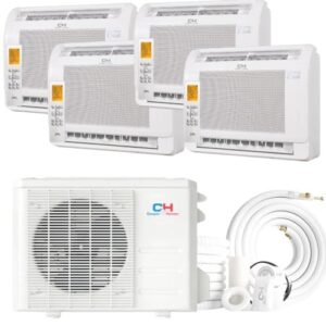 36,000 BTU Four Zone 12k+12k+12k+12k Mini Floor Consoles with Installation Kits, 23.9 SEER2 3 TON 4 Zone Ductless Multi Mini Split AC System