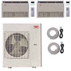 YMGI 48000 BTU 24000 + 24000 Ceiling Floor Mount Ductless Mini Split AC Heat Pump 25 Ft Kits