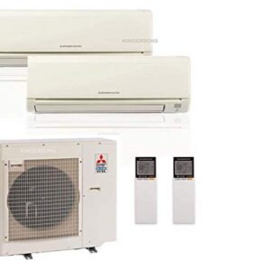 Mitsubishi 21,000 Btu 18 Seer Dual Zone Ductless Mini Split - 6K-15K - Heat Pump System (AC and Heat)