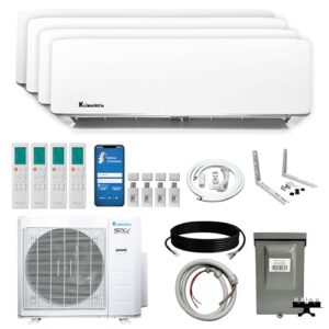 Klimaire 4-Zone Ductless Mini-Split | 23.1 SEER2 | Heat Pump AC 36,000 BTU, Wall Mounted, All-Inclusive Installation Kits (12K + 12K +12K +12K BTU)