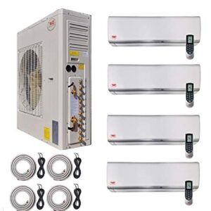 YMGI 54000 BTU 4 Zone 9000 9000 18000 18000 AC/Heating Ductless Mini Split System 21 SEER 208-230 V with 25 Ft Installation Kits