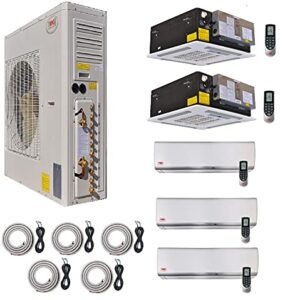 YMGI 51000 BTU 3x9K,2x12K Wall and Ceiling cassette Ductless Mini Split AC Heat Pump 25 Ft Kits