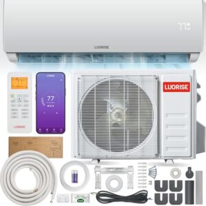 LUORISE 12000 BTU WiFi Enabled Mini Split AC/Heating System, Ductless Air Conditioner, 19 SEER2 115V Energy Efficient Inverter AC, Cools Up to 550 Sq.Ft, Pre-Charged Heat Pump & Installation Kits