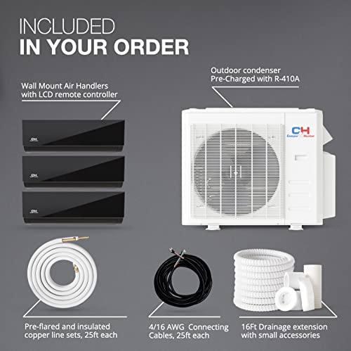 Cooper&Hunter 28000 BTU Tri-Zone Ductless Mini Split AC/Heat System, Midnight Edition - Image 3