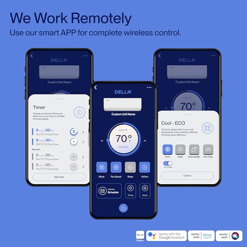 Della ODU 27K BTU Tri-Zone Mini Split AC WiFi Alexa 1800 SqFt 19 SEER2 - Image 5