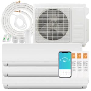 ARLIME 36000 BTU 3 Zone Mini Split Air Conditioner & Heater, 19 SEER2 Wifi Enabled Inverter Split System AC Unit, Heat Pump, Compatible with Alexa, Auto Defrost (Tri Zone 36000 BTU 12+18+18)