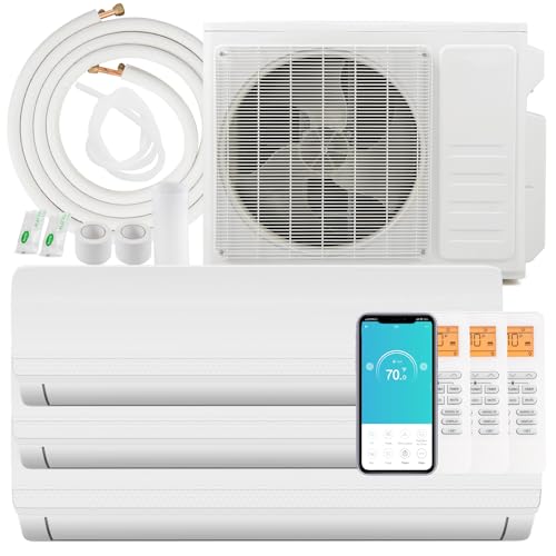 ARLIME 36000 BTU 3 Zone Mini Split Air Conditioner & Heater, 19 SEER2 Wifi Enabled Inverter Split System AC Unit, Heat Pump, Compatible with Alexa, Auto Defrost (Tri Zone 36000 BTU 12+18+18)