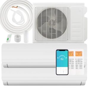 Nightcore 2 Zone Wifi Enabled Mini Split AC, 36,000 BTU Ductless Mini Split Air Conditioner Heat Pump Full Set w/All-Inclusive Installation Kit, 19 SEER2 208-230V, 24K+24K BTU, Work with Alexa