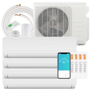 SIMOE 4 Zone Mini Split AC/Heating System, 36K BTU ODU Wall-mounted Air Conditioner, 9K+12K+12K+12K BTU Ductless Inverter AC Compatible with Alexa & Wifi Enabled, 19SEER2, 208-230V, Installation Kit