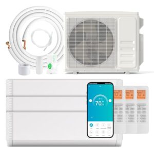DORTALA 3 Zone Mini Split Air Conditioner & Heater, 36K BTU Wifi Enabled 21.5 SEER2 208-230V Inverter AC, Pre-Charged Heat Pump & Installation Kit, Compatible with Alexa, 12+18+18K Indoor Unit