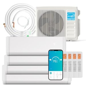 SIMOE 4 Zone Mini Split AC/Heating System (2x9000,12000,18000BTU), 36K BTU Wall-mounted Air Conditioner Work with Alexa Wifi Enabled, 22SEER2, 208-230V, Inverter Ductless AC w/Timer, Installation Kit