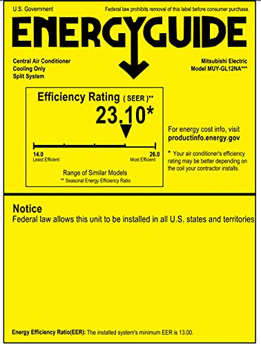 Mitsubishi COOL ONLY 12,000 BTU 1 TON Ductless Split System AC SEER 23.1 Mini Split AC - Image 2