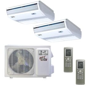 Stealth 18000 BTU Ductless Mini Split AC/Heating System | 23 SEER Dual Zone Designer Floor or Ceiling Mount (12+12)