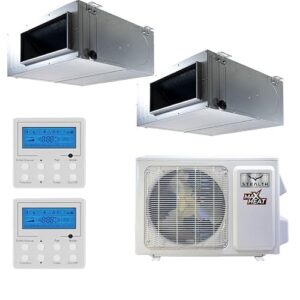 Stealth 18000 BTU Concealed Duct Mini Split AC/Heating System | 14 SEER Dual Zone Comfort Designer (9+9)