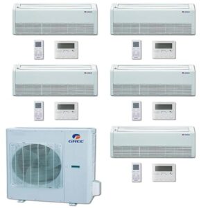 Generic GREE Multi+ Ultra Series 42,000 BTU 5-Zone Universal Floor/Ceiling 9K+12K+12K+12K+18K Ductless Mini-Split System