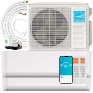 SIMOE Dual 2 Zone 18000 + 18000BTU Wifi Mini Split Air Conditioners, 22 SEER2 208-230V Cools Up to 2,000 Sq.Ft, Works with Alexa, Multi Zone Ductless Mini AC AC/Heating System, 16ft Installation Kits