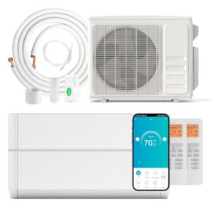 DORTALA 2 Zone Mini Split Air Conditioner & Heater, 27K BTU Wifi Enabled Ductless Inverter AC with 22 SEER2 208-230V, Pre-Charged Heat Pump & Installation Kit, Works with Alexa, 18K+18K Indoor Unit