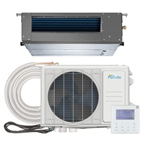 Senville 18,000 BTU Ducted Mini Split AC/Heating System, Concealed Duct, Built-in Water Pump, Wall Thermostat, 16 Ft. Installation Kit