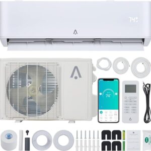 DrawVibe 18000 BTU Smart Mini Split AC/Heating System 23 SEER2 Split Inverter Air Conditioner, Cools Rooms Up to 1250 Sq. Ft, with Pre-Charged Heat Pump & Installation Kit, 208/230V