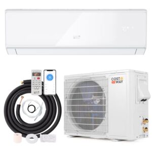 COSTWAY 24000 BTU Wifi Enabled Mini Split Air Conditioner & Heater, Energy Efficient, 21 SEER2 208-230V Inverter AC Unit Cools up to 1500 Sq. Ft. (White, 24000BTU, 208-230V, 21 SEER2-WIFI)
