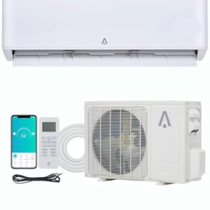 18000 BTU Mini Split AC/Heating System, 23 SEER2 230V Ductless Inverter System Air Conditioner Cool Up to 1250 Sq. Ft, Wall Mounted Split AC Unit with Remote Control, WIFI Enabled & Installation Kit