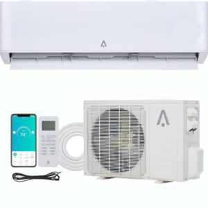Split Air Conditioner 18000 BTU Mini Split AC/Heating System, Inverter Ductless Air Conditioner w/Alexa Cools up to 1250 Sq. Ft, Mini WIFI Split AC with Installation Kits and Remote Control