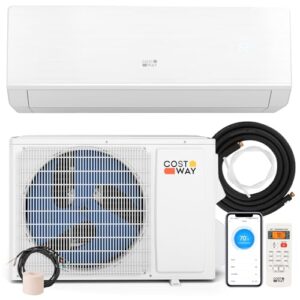 COSTWAY 12000 BTU Mini Split Air Conditioner & Heater, 208-230V WiFi Enabled 24 SEER2 Ductless Inverter AC Unit, Works w/Alexa, Cools Rooms Up to 750 Sq.Ft