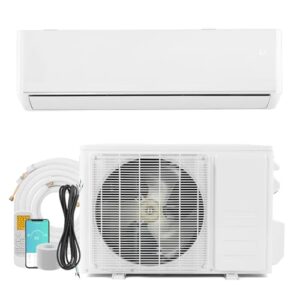Bonnlo 18,000 BTU Mini Split AC/Heating System with Inventer, 23 SEER 230V Energy Saving Ductless Split-System Air Conditioner with Pre-Charged Condenser, Heat Pump, Remote Control & Installation Kit