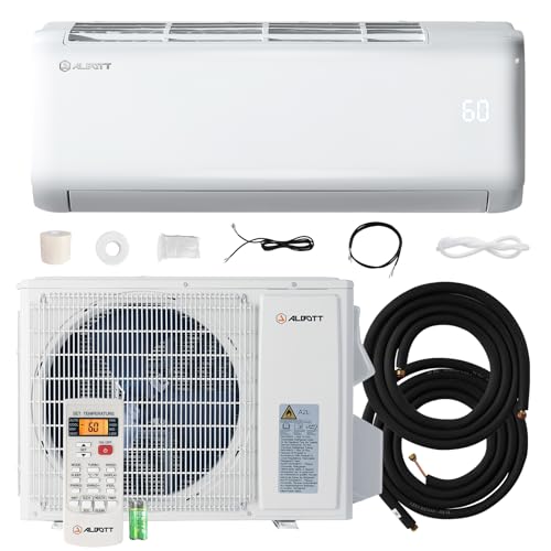 Albott Mini Split Air Conditioner Heat Pump, 24000 BTU 19 SEER2 208V-230V Inverter Ductless Wall AC Unit Cools Rooms up to 1500 Sq. Ft, 14.8ft Installation Kit, Blue & White