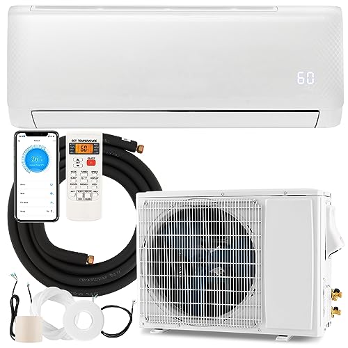 RELAX4LIFE Mini Split Ac/Heating System, 24000 BTU Ductless Mini Split Air Conditioner w/Heat Pump, Works with Alexa, Cools Up to 1500 Sq.Ft, Installation Kit, 21 SEER2 208-230V Inverter Split AC Unit