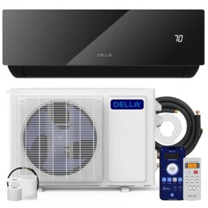 DELLA Umbra Series 12000 BTU Mini Split Work with Alexa 20 SEER2 Cools Up to 550 Sq.Ft Energy Saving Split AC & Pre-Charged 1 Ton Heat Pump Ductless Inverter System