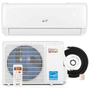 COSTWAY 18,000 BTU Mini Split Air Conditioner, Energy Star, with Heat Pump, 21 SEER2 Inverter Split AC Unit with 24H Timer, Remote Control for Rooms up to 1250 Sq.Ft (Airtural Series)