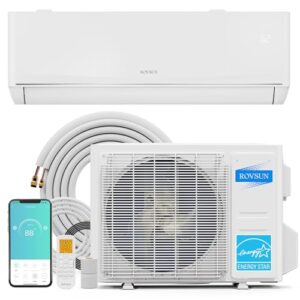 ROVSUN 18,000 BTU Smart WIFI Mini Split AC/Heating System with Inverter & APP Control, 23 SEER2 Ductless Split Air Conditioner with Pre-Charged Condenser, Heat Pump & Installation Kit, 230V