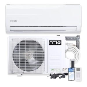 ACiQ Essentials 12000 BTU Comfortable Mini Split AC/Heating System, 1 Ton Ductless Air Conditioner Heat Pump Wall Mount AC Unit | WiFi Control with 16ft Installation Kit | 220V 19 SEER2