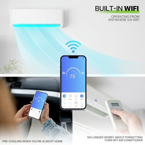 Magshion 12000 BTU Mini Split AC with 1 Ton Heat Pump, 22 SEER2 115V Inverter Air Conditioner with 4-in-1 Filter, WiFi & Alexa Compatibility, Cools Rooms Up to 550 Sq. Ft (Signal Cable Not Included) - Image 6