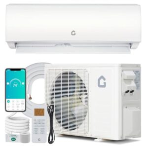 DrawVibe Mini Split Air Conditioner Heat Pump System, 20 SEER2 12000 BTU Wifi Enabled Ductless AC Cool Up to 750 Sq. Ft, Compatible with Alexa, Complete Installation Kit, 208V/230V