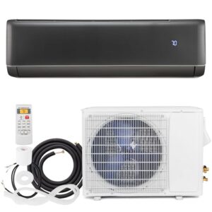 GLACER 18000 BTU Mini Split Air Conditioner & Heater, 21 SEER2 Inverter AC Unit Cools Up to 1250 Sq. Ft, Wall-mounted Tubeless Split-System with Mounting Kit (Grey, 18000BTU, 208-230V)