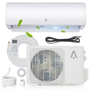 23 Seer2 Split Air Conditioner, 12,000 Btus Mini Split Ac/Heating System, Inverter Ductless Air Conditioner w/Alexa, Heat Pump & Installation Kit, Wall Mounted Ac Unit Cools Room Up to 750 Sq.Ft