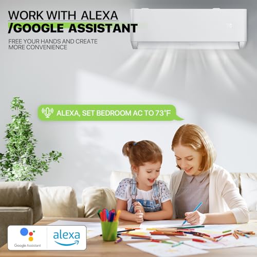 Magshion 12000 BTU Mini Split AC with 1 Ton Heat Pump, 22 SEER2 115V Inverter Air Conditioner with 4-in-1 Filter, WiFi & Alexa Compatibility, Cools Rooms Up to 550 Sq. Ft (Signal Cable Not Included) - Image 2