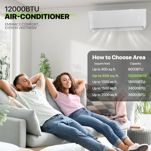 Magshion 12000 BTU Mini Split AC with 1 Ton Heat Pump, 22 SEER2 115V Inverter Air Conditioner with 4-in-1 Filter, WiFi & Alexa Compatibility, Cools Rooms Up to 550 Sq. Ft (Signal Cable Not Included) - Image 3